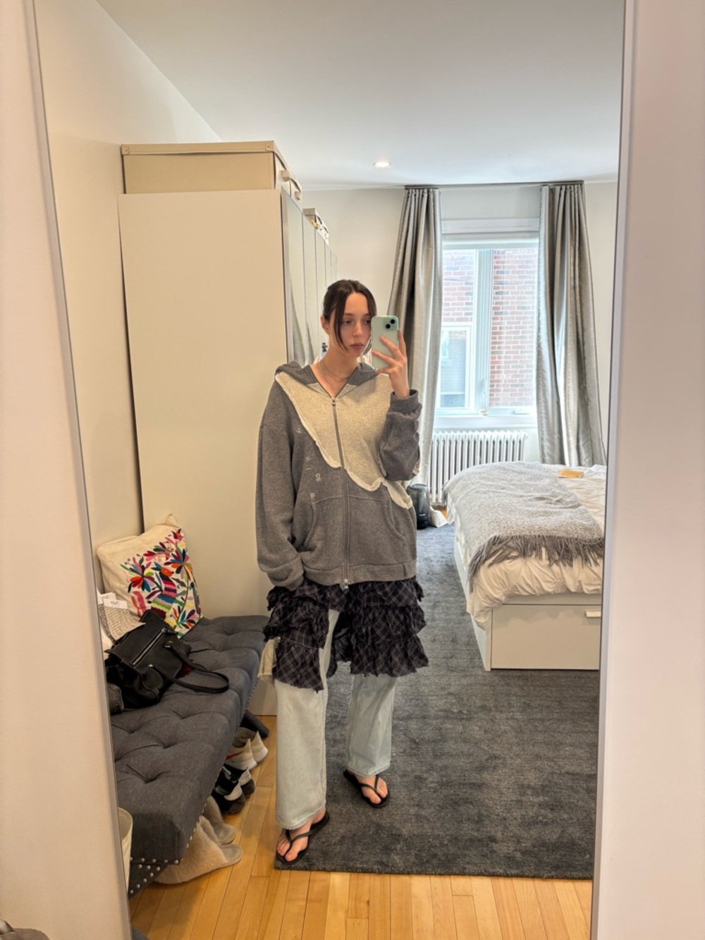 Venice W Two-Tone Gray & Charcoal Zip-Up Hoodie